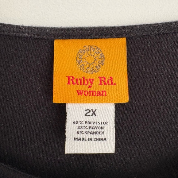 Ruby Rd. Black Blouse with Floral Accents - Picture 2 of 7